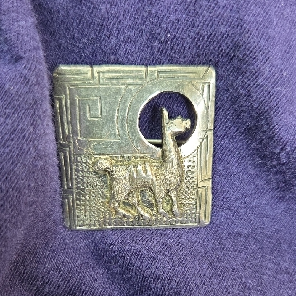 Silver Llama Brooch